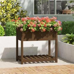 Jardini&egrave;re avec &eacute;tag&egrave;re Marron miel 82,5x54x81 cm Bois de pin