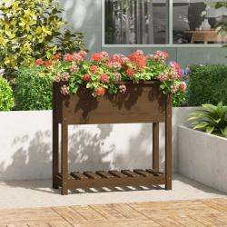 Jardini&egrave;re avec &eacute;tag&egrave;re Marron miel 82,5x34,5x81 cm Bois de pin alsavelo