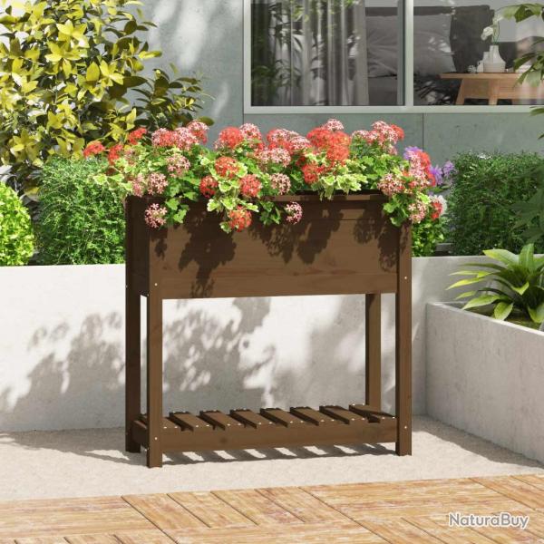 Jardinire avec tagre Marron miel 82,5x34,5x81 cm Bois de pin alsavelo