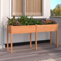 Jardini&egrave;re avec doublure marron 161x45x76 cm bois massif sapin