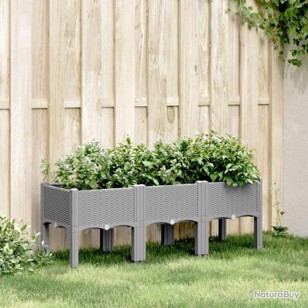 Jardinire avec pieds gris clair 120x40x42 cm PP alsavelo