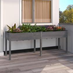 Jardini&egrave;re avec doublure gris 203x53x76 cm bois massif de sapin