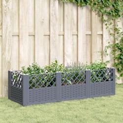 Jardini&egrave;re avec piquets bleu gris 123,5x43,5x43,5 cm PP