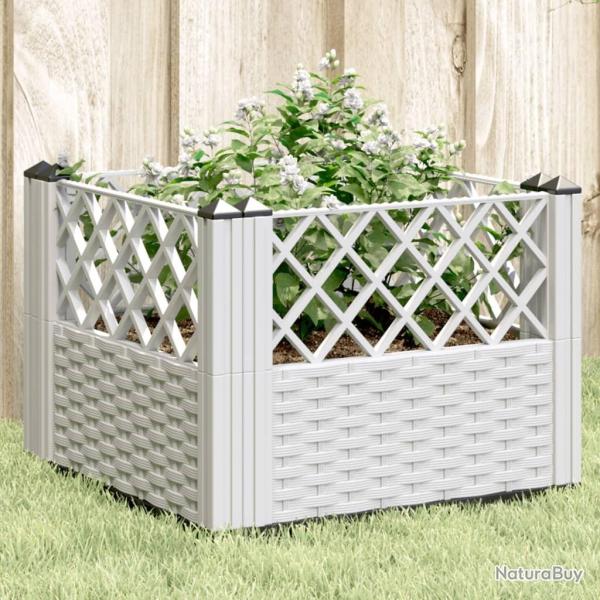 Jardini�re avec piquets blanc 43,5x43,5x43,5 cm PP
