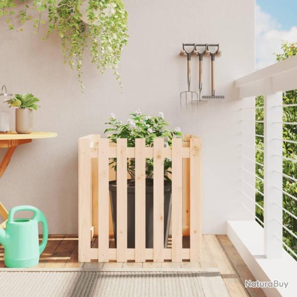 Jardinire avec design de clture 70x70x70 cm pin massif alsavelo