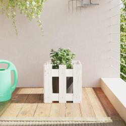 Jardini&egrave;re avec design de cl&ocirc;ture blanc 30x30x30 cm pin massif