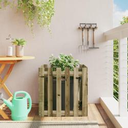 Jardini&egrave;re avec design de cl&ocirc;ture 60x60x60 cm pin impr&eacute;gn&eacute;