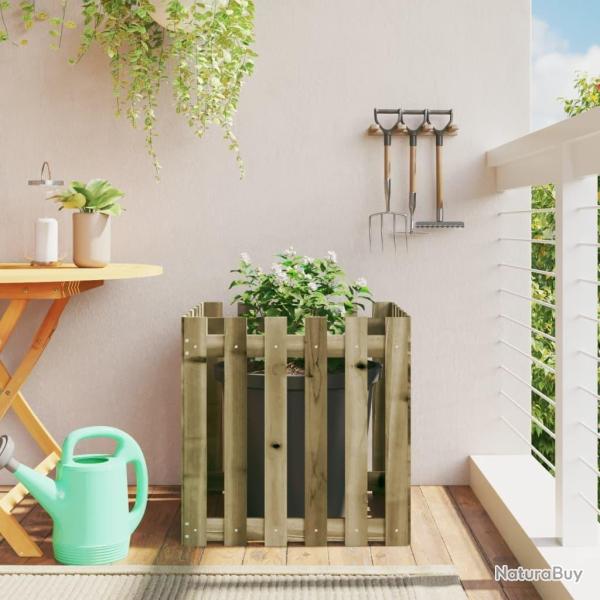 Jardinire avec design de clture 60x60x60 cm pin imprgn alsavelo