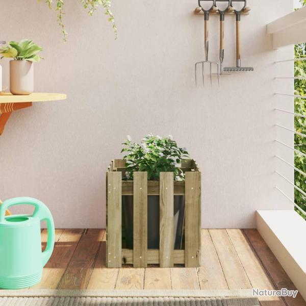 Jardini�re avec design de cl�ture 40x40x40 cm pin impr�gn� alsavelo