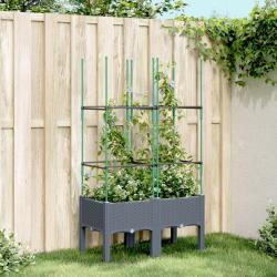Jardini&egrave;re avec treillis bleu gris 80x40x142,5 cm PP