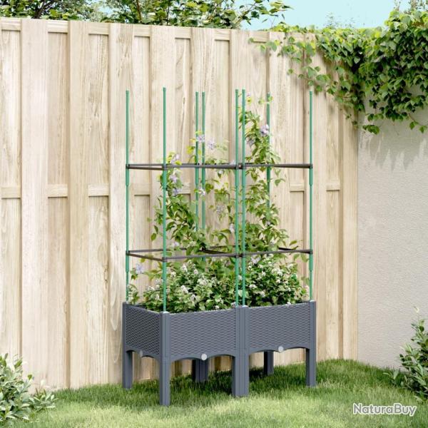 Jardini�re avec treillis bleu gris 80x40x142,5 cm PP