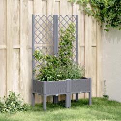 Jardini&egrave;re avec treillis bleu gris 80x40x142 cm PP