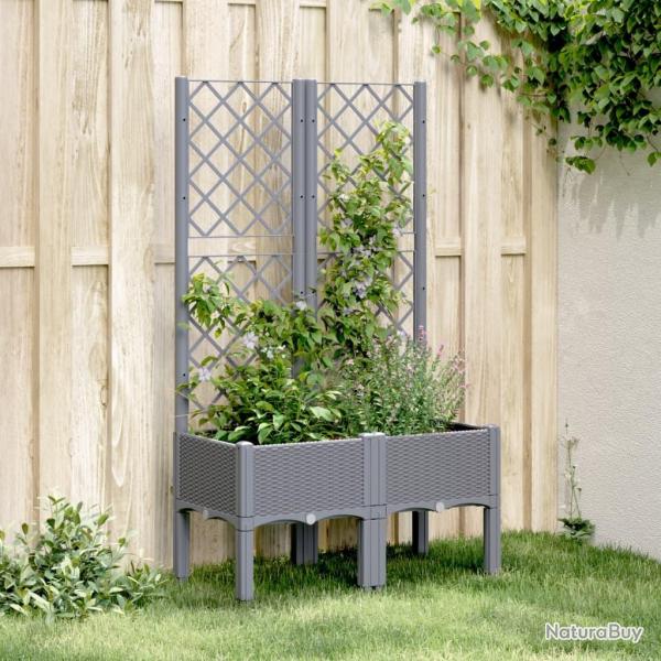 Jardini�re avec treillis bleu gris 80x40x142 cm PP