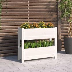 Jardini&egrave;re Blanc 77x25x66 cm Bois massif de pin alsavelo