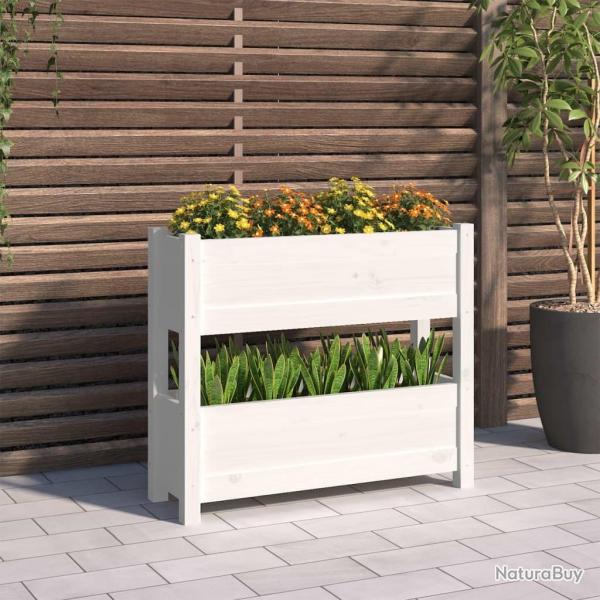 Jardinire Blanc 77x25x66 cm Bois massif de pin alsavelo