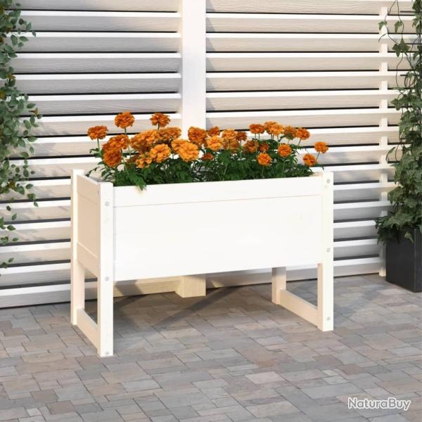 Jardinire Blanc 78x40x52 cm Bois massif de pin alsavelo