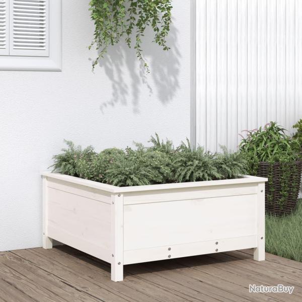 Jardinire blanc 82,5x82,5x39 cm bois massif de pin alsavelo