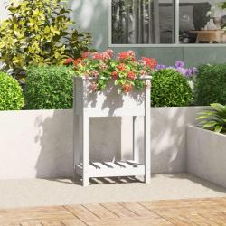 Jardini&egrave;re avec &eacute;tag&egrave;re Blanc 54x34,5x81 cm Bois massif de pin