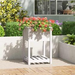Jardini&egrave;re avec &eacute;tag&egrave;re Blanc 54x54x81 cm Bois massif de pin