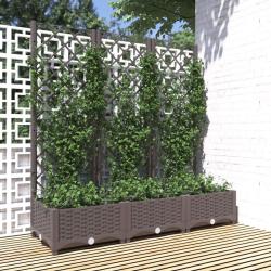 Jardini&egrave;re avec treillis Marron 120x40x121,5 cm PP