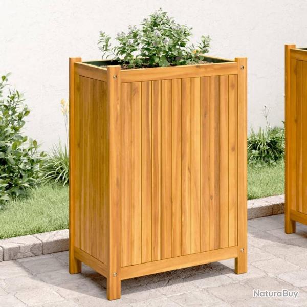 Jardini�re avec doublure 54x31x75 cm bois massif d'acacia