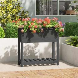 Jardini&egrave;re avec &eacute;tag&egrave;re Gris 82,5x34,5x81 cm Bois massif de pin