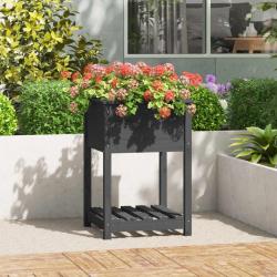 Jardini&egrave;re avec &eacute;tag&egrave;re Gris 54x54x81 cm Bois massif de pin