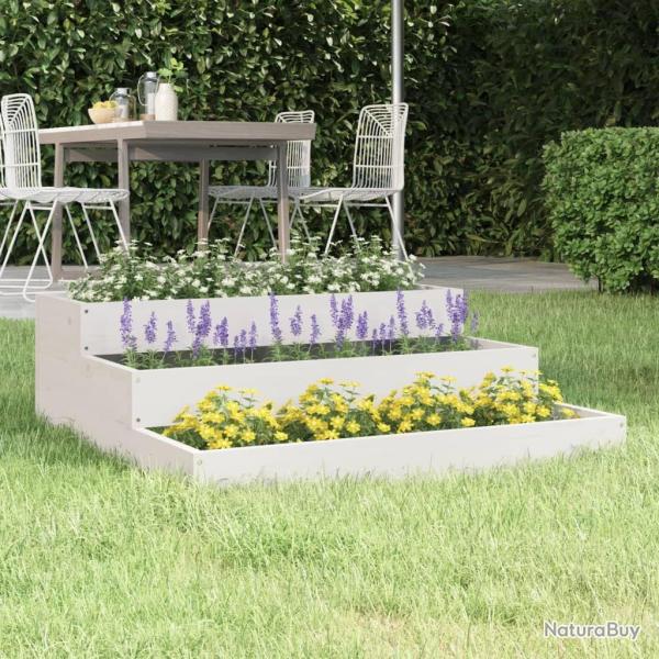 Jardinire Blanc 78x78x27 cm Bois massif de pin alsavelo