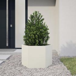Jardini&egrave;re blanc hexagone 69x60x45 cm acier
