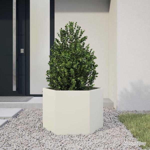 Jardini�re blanc hexagone 69x60x45 cm acier