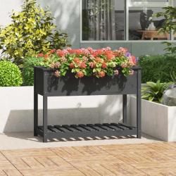 Jardini&egrave;re avec &eacute;tag&egrave;re Gris 111,5x54x81 cm Bois massif de pin