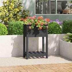 Jardini&egrave;re avec &eacute;tag&egrave;re Gris 54x34,5x81 cm Bois massif de pin