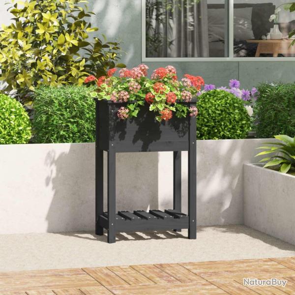 Jardini�re avec �tag�re Gris 54x34,5x81 cm Bois massif de pin