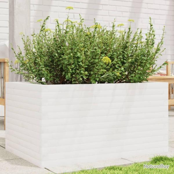 Jardini�re blanc 90x60x45,5 cm bois de pin massif
