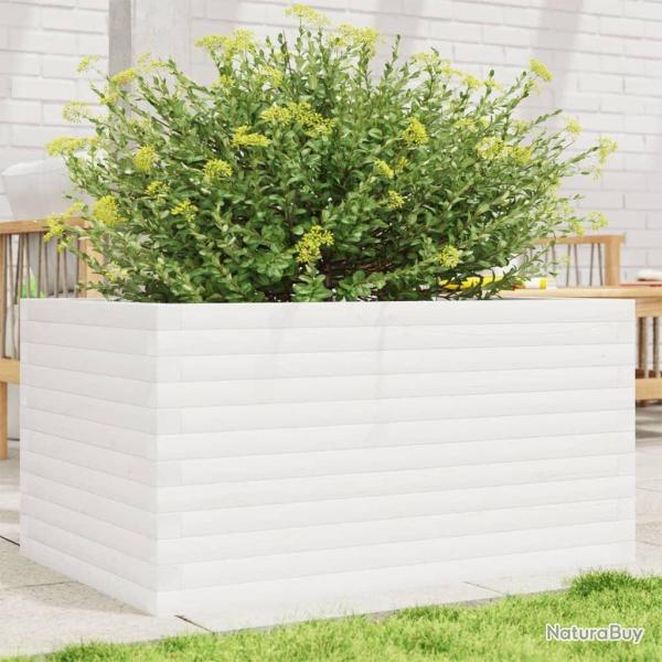 Jardini�re blanc 90x60x46 cm bois de pin massif