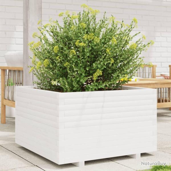 Jardini�re blanc 80x80x49,5 cm bois de pin massif