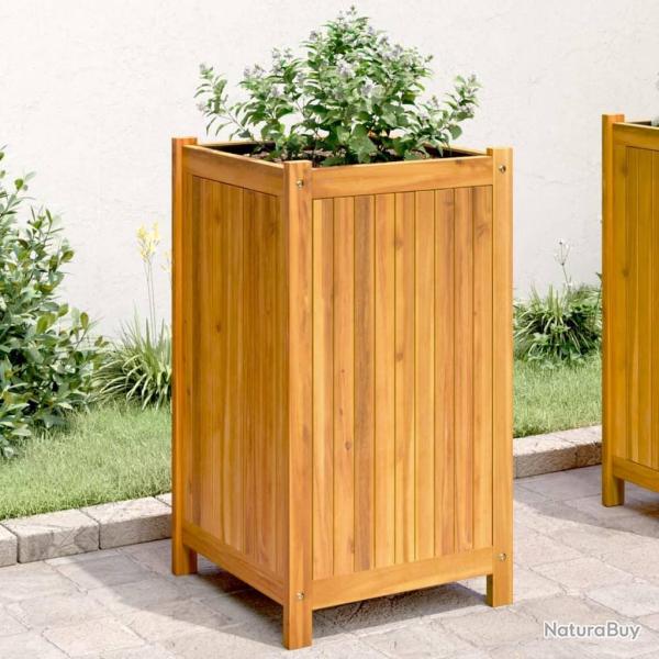 Jardinire avec doublure 42x42x75 cm bois massif d'acacia alsavelo