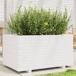 Jardini&egrave;re blanc 90x60x49,5 cm bois de pin massif