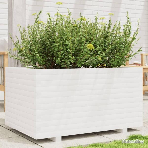 Jardini�re blanc 90x60x49,5 cm bois de pin massif