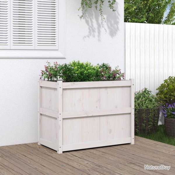 Jardini�re blanc 90x50x70 cm bois de pin massif