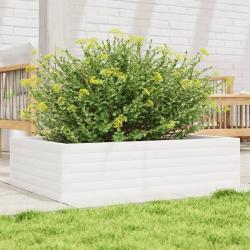 Jardini&egrave;re blanc 90x60x23 cm bois de pin massif