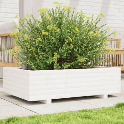 Jardini&egrave;re blanc 90x60x26,5 cm bois de pin massif