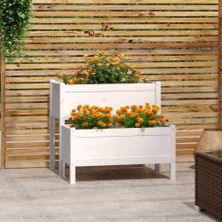 Jardini&egrave;re blanc 84,5x84x75 cm bois massif de pin