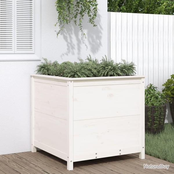 Jardinire blanc 82,5x82,5x78 cm bois massif de pin alsavelo