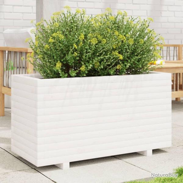 Jardini�re blanc 90x40x49,5 cm bois de pin massif