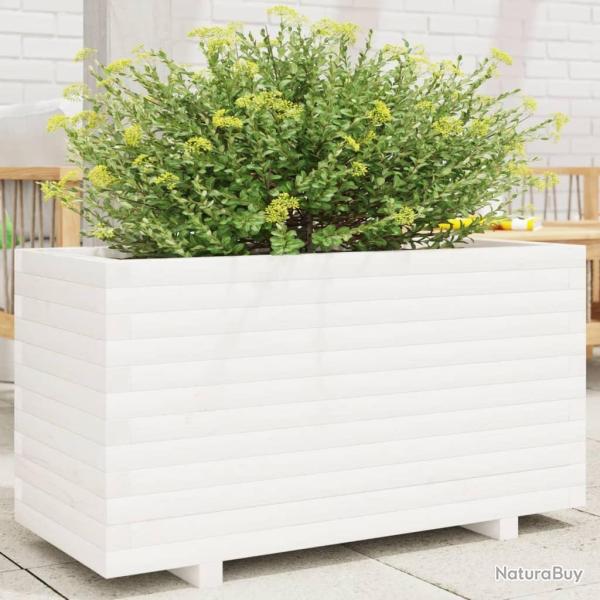 Jardini�re blanc 90x40x49,5 cm bois de pin massif alsavelo