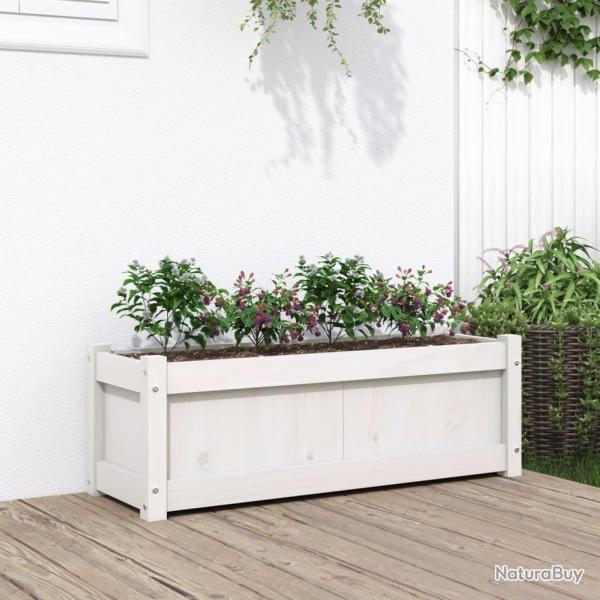 Jardinire blanc 90x31x31 cm bois massif de pin alsavelo