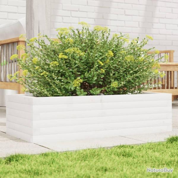 Jardinire blanc 90x40x23 cm bois de pin massif alsavelo
