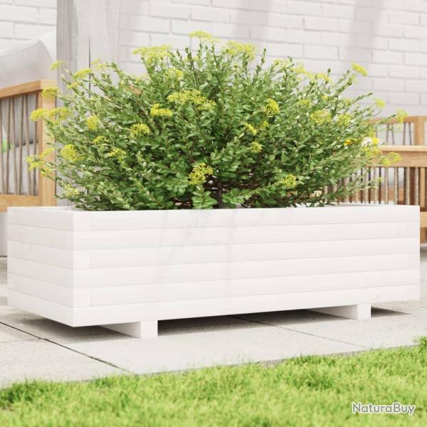 Jardini�re blanc 90x40x26,5 cm bois de pin massif alsavelo