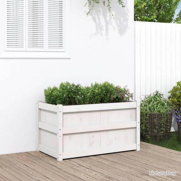 Jardinire blanc 90x50x50 cm bois de pin massif alsavelo